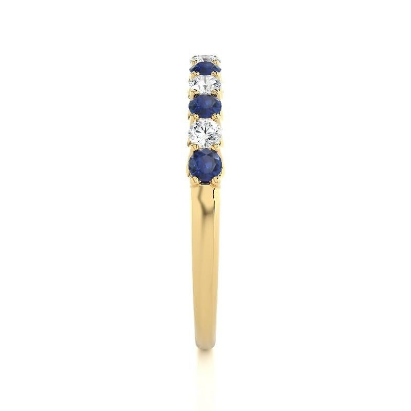 Round Cut 1981 Classic Collection Ring: 0.2ct Diamond & 0.36ct sapphire in 14K Yellow Gold For Sale