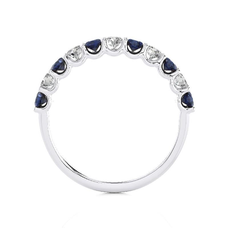 Modern 1981 Classic Collection Ring: 0.33ct Diamond & 0.5ct Sapphire in 14K White Gold For Sale