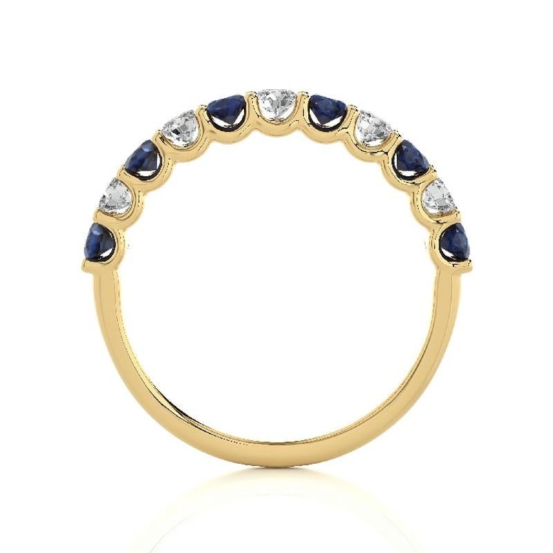 Modern 1981 Classic Collection Ring: 0.33ct Diamond & 0.5ct Sapphire in 14K Yellow Gold For Sale