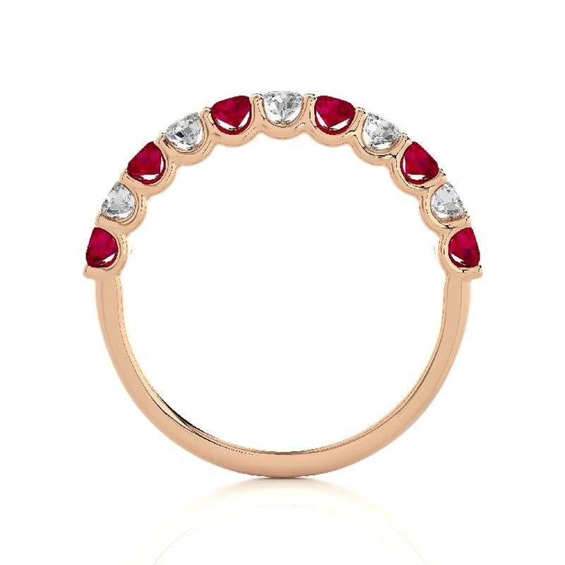 Moderne 1981 Classic Collection Ring : 0,33 ct de diamants et 0,5 ct de rubis en or rose 14 carats en vente