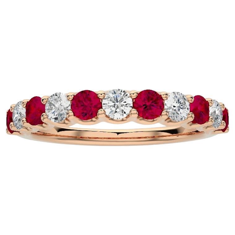 1981 Classic Collection Ring : 0,33 ct de diamants et 0,5 ct de rubis en or rose 14 carats