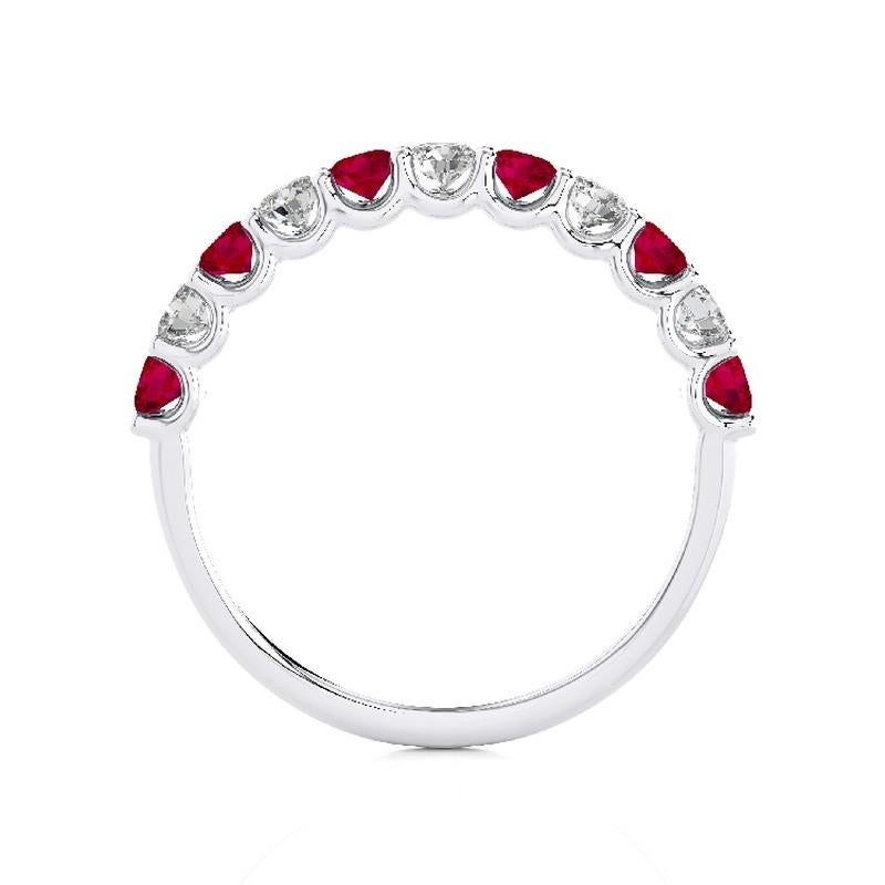 Modern 1981 Classic Collection Ring: 0.33ct Diamonds and 0.5ct Ruby in 14K White Gold For Sale