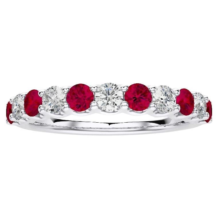 1981 Classic Collection Ring: 0.33ct Diamonds and 0.5ct Ruby in 14K White Gold For Sale