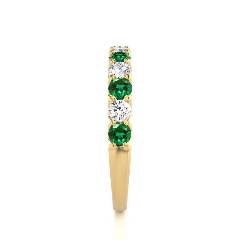 Round Cut 1981 Classic Collection Ring: 0.45Ct Diamond & 0.7Ct Emerald in 18K Yellow Gold For Sale