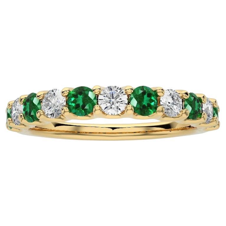 1981 Classic Collection Ring: 0.45Ct Diamond & 0.7Ct Emerald in 18K Yellow Gold
