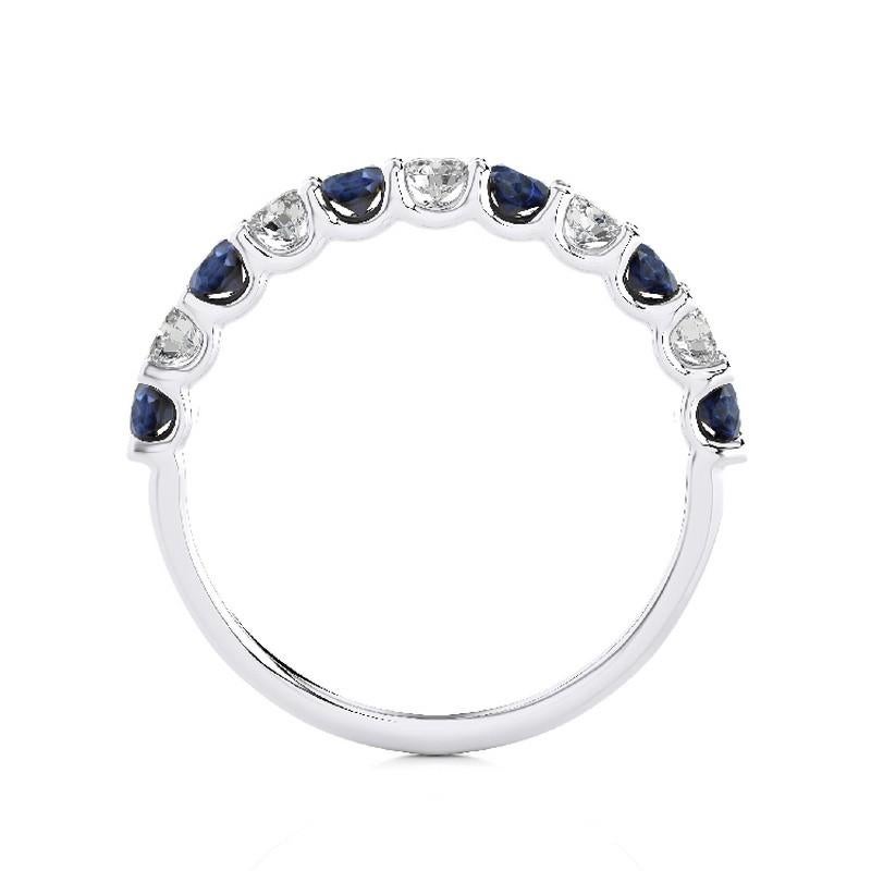 Modern 1981 Classic Collection Ring: 0.45Ct Diamond & 0.7Ct Sapphire in 14K White Gold For Sale
