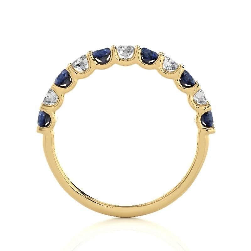 Modern 1981 Classic Collection Ring: 0.45Ct Diamond & 0.7Ct Sapphire in 14K Yellow Gold For Sale