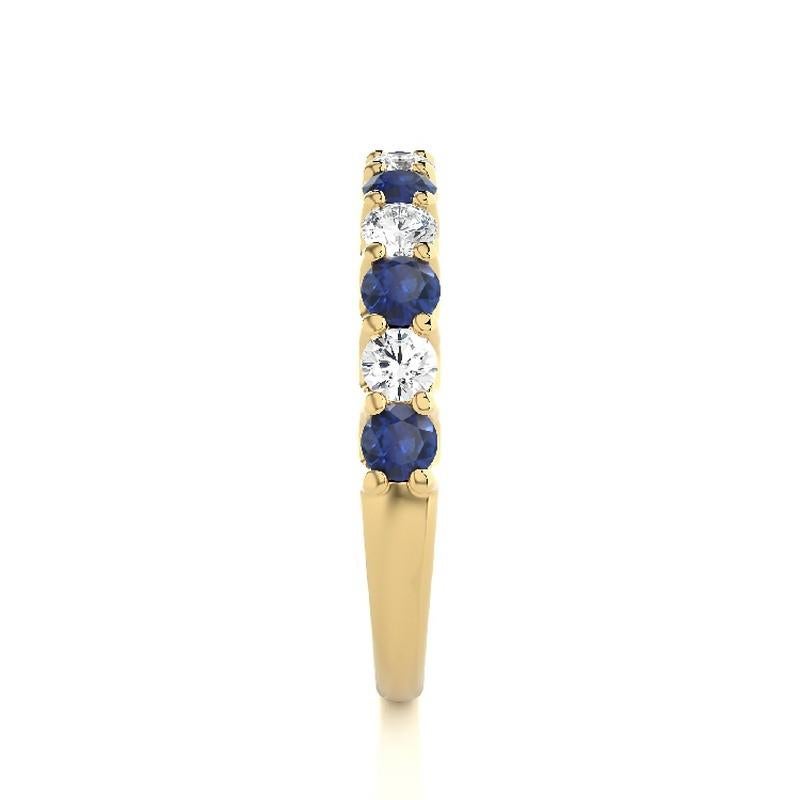 Round Cut 1981 Classic Collection Ring: 0.45Ct Diamond & 0.7Ct Sapphire in 14K Yellow Gold For Sale