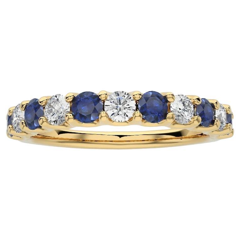 1981 Classic Collection Ring: 0.45Ct Diamond & 0.7Ct Sapphire in 14K Yellow Gold For Sale