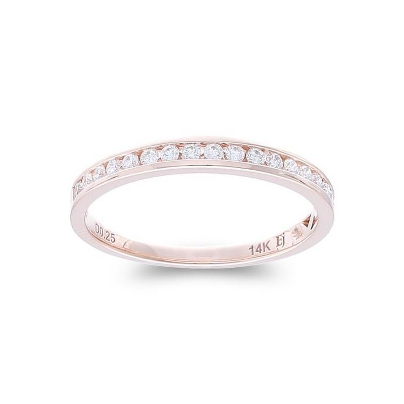 Modern 1981 Classic Collection Wedding Band Ring: 0.25 Ct Diamonds in 14K Rose Gold For Sale