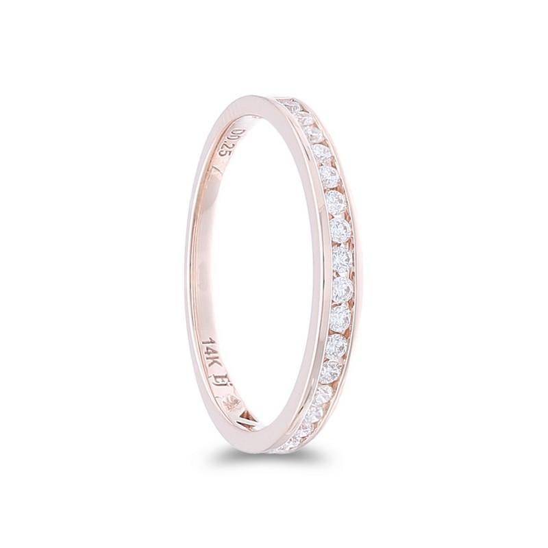 Round Cut 1981 Classic Collection Wedding Band Ring: 0.25 Ct Diamonds in 14K Rose Gold For Sale