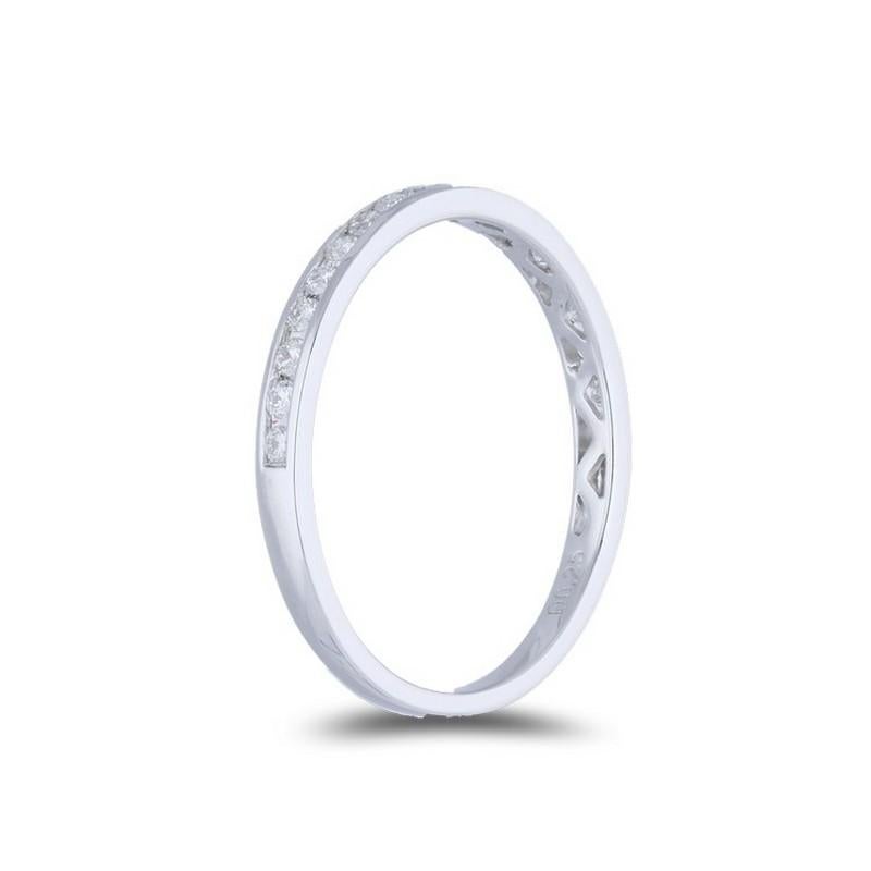 Modern 1981 Classic Collection Wedding  Band Ring: 0.25 Ct Diamonds in 14K White Gold For Sale