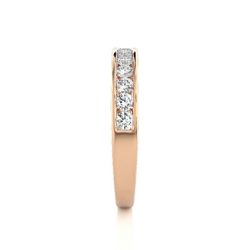 Taille ronde 1981 Classic Collection Alliance : 0.5 Ct Diamants en or rose 14K en vente