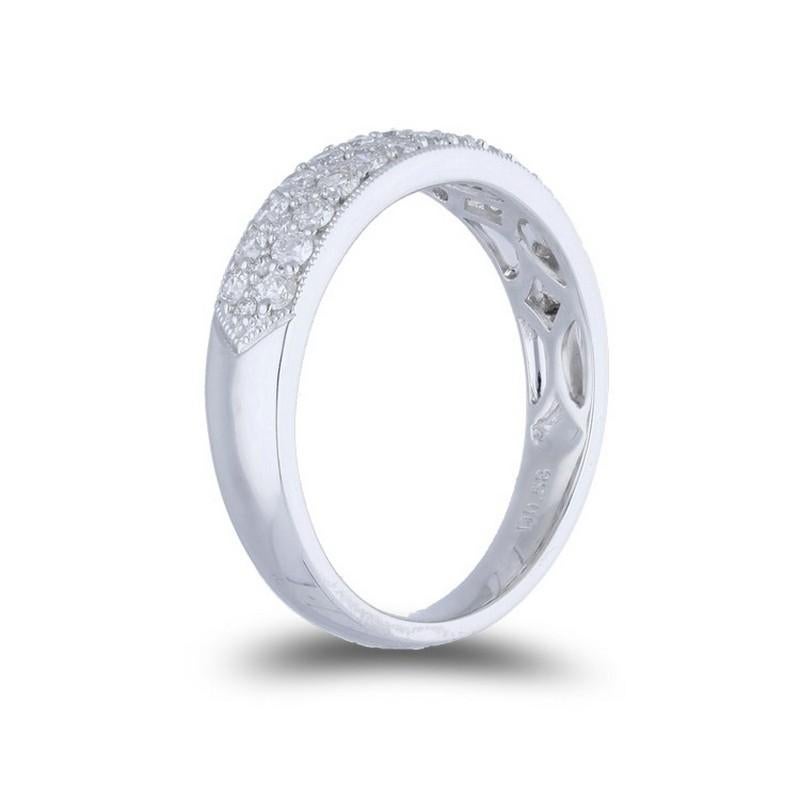 Modern 1981 Classic Collection Wedding  Band Ring: 0.6 Carat Diamonds in 14K White Gold For Sale