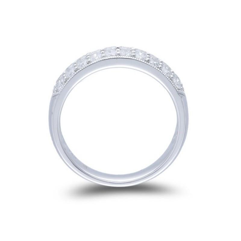 Modern 1981 Classic Collection Wedding  Band Ring: 0.85 Ct Diamonds in 14K White Gold For Sale