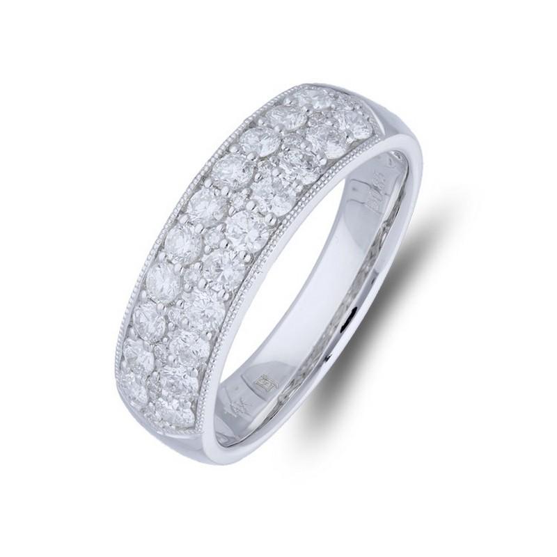 Round Cut 1981 Classic Collection Wedding  Band Ring: 0.85 Ct Diamonds in 14K White Gold For Sale