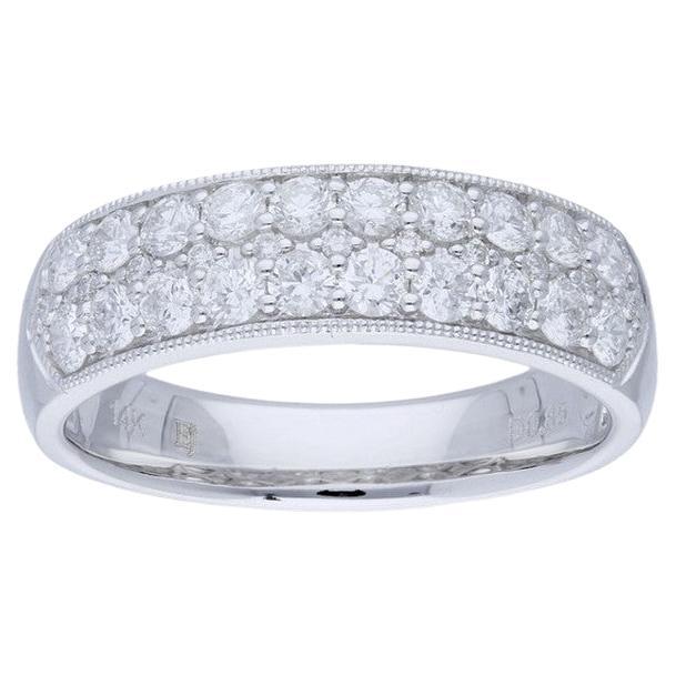 1981 Classic Collection Wedding  Band Ring: 0.85 Ct Diamonds in 14K White Gold For Sale
