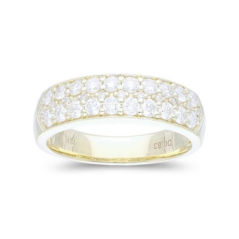 Modern 1981 Classic Collection Wedding  Band Ring: 0.85 Ct Diamonds in 14K Yellow Gold For Sale