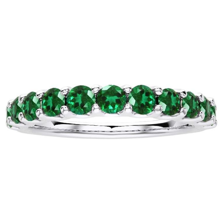 1981 Classic Collection Wedding Band Ring: 1.2 Carat Emeralds in 14K White Gold