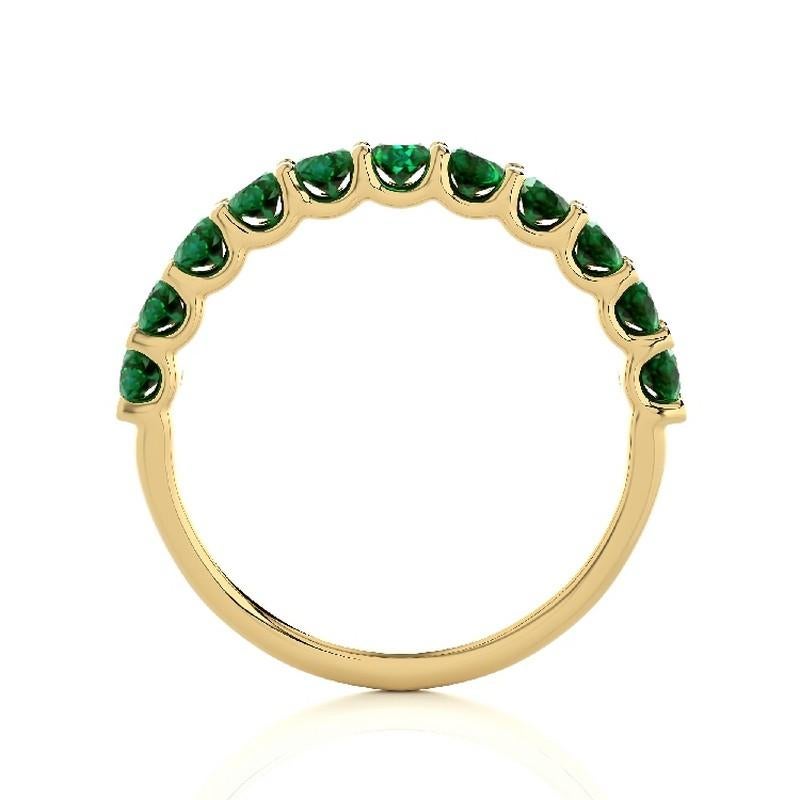 Modern 1981 Classic Collection Wedding Band Ring: 1.2 Carat Emeralds in 14K Yellow Gold For Sale