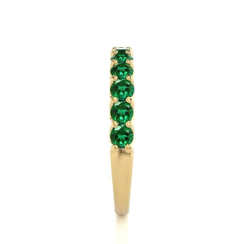 Round Cut 1981 Classic Collection Wedding Band Ring: 1.2 Carat Emeralds in 14K Yellow Gold For Sale