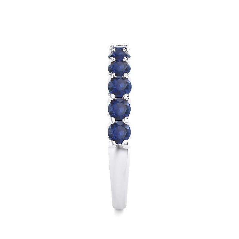 Round Cut 1981 Classic Collection Wedding Band Ring: 1.2 Carat Sapphire in 14K White Gold For Sale