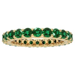 1981 Classic Collection Wedding Band Ring : 2 Ct Emeralds in 14K Yellow Gold