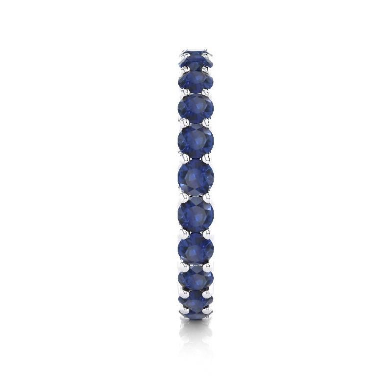 Round Cut 1981 Classic Collection Wedding Band Ring: 2.75 Carat Sapphire in 14K White Gold For Sale