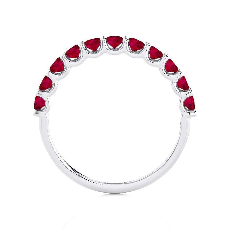 Modern 1981 Classic Collection Wedding Ring: 1.2 Carat Rubies in 14K White Gold For Sale