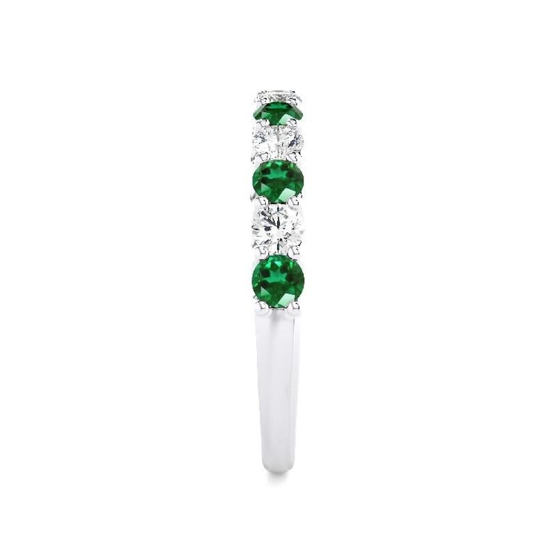 Round Cut 1981 Classic Ring: 0.33 ct Diamond and 0.5 ct Emerald in 14K White Gold