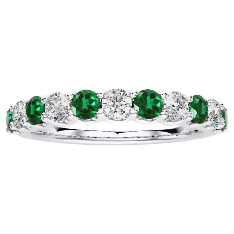 1981 Classic Ring: 0.33 ct Diamond and 0.5 ct Emerald in 14K White Gold