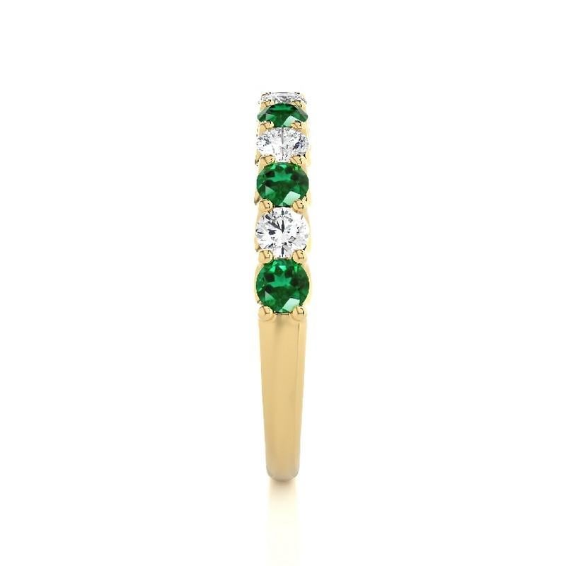 Round Cut 1981 Classic Ring: 0.33 ct Diamond and 0.5 ct Emerald in 14K Yellow Gold