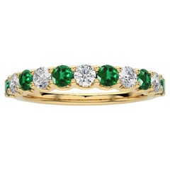 1981 Classic Ring: 0.33 ct Diamond and 0.5 ct Emerald in 14K Yellow Gold