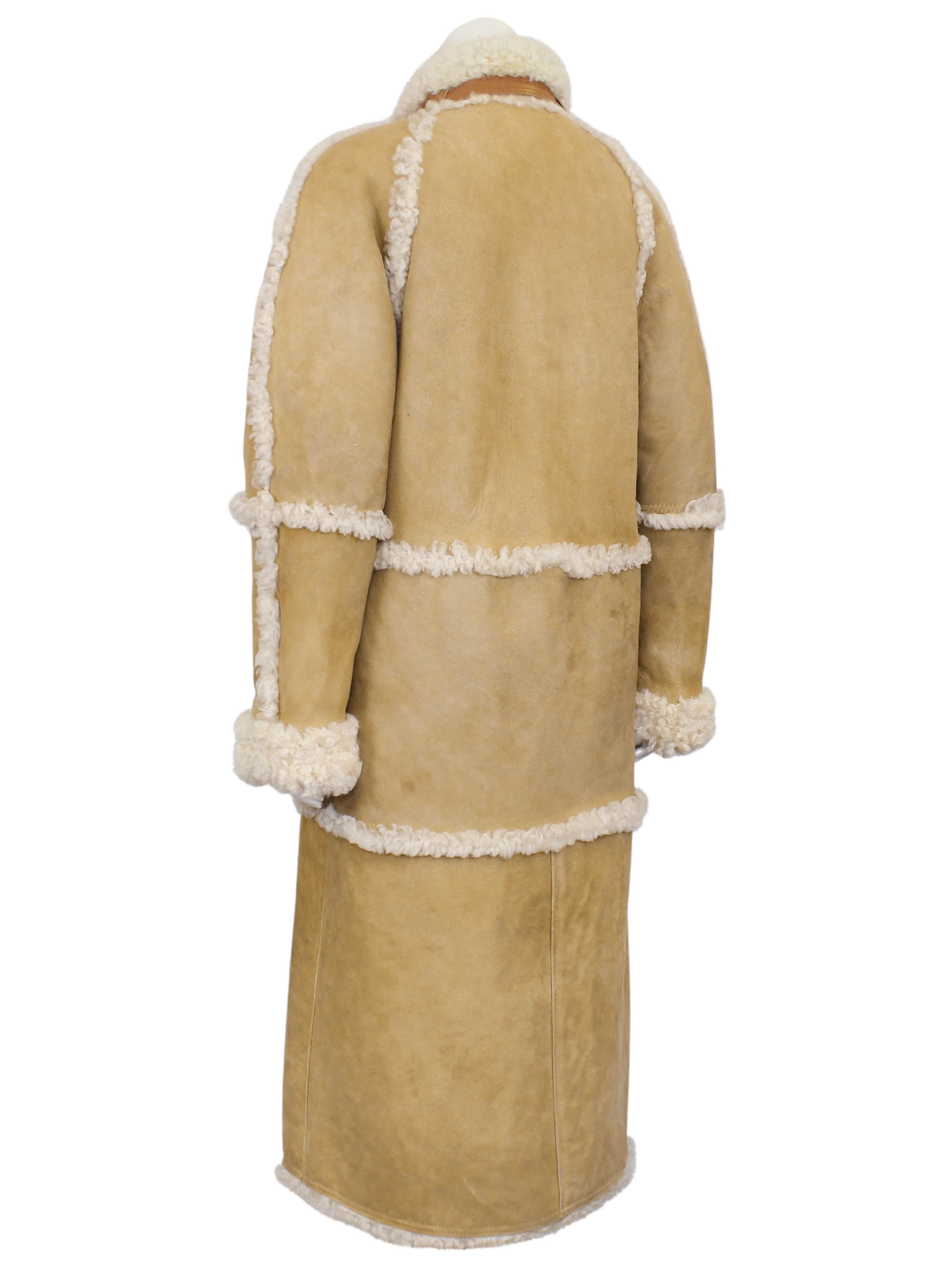 Brown 1981 Curly Sheepskin Maxi Coat For Sale