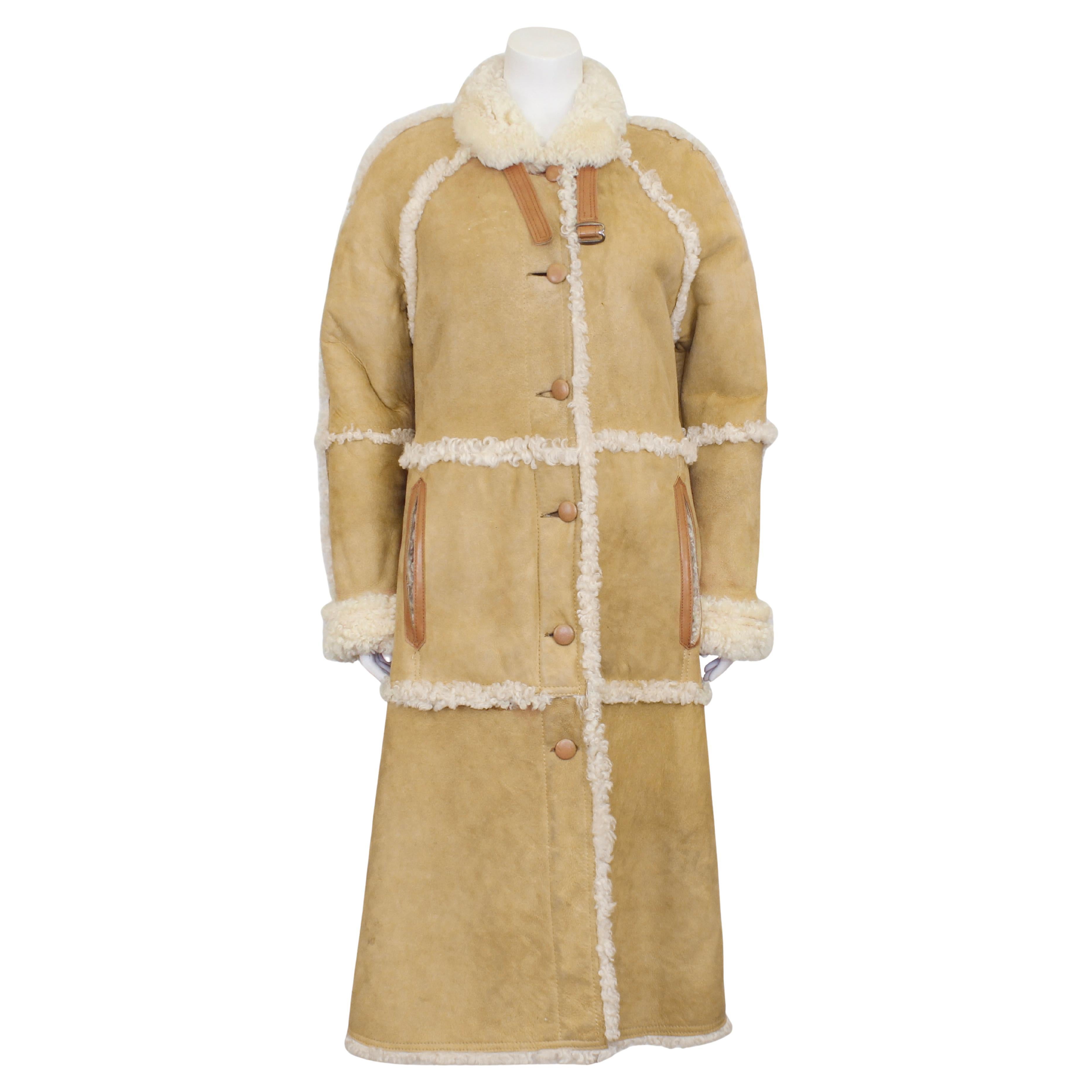1981 Curly Sheepskin Maxi Coat For Sale