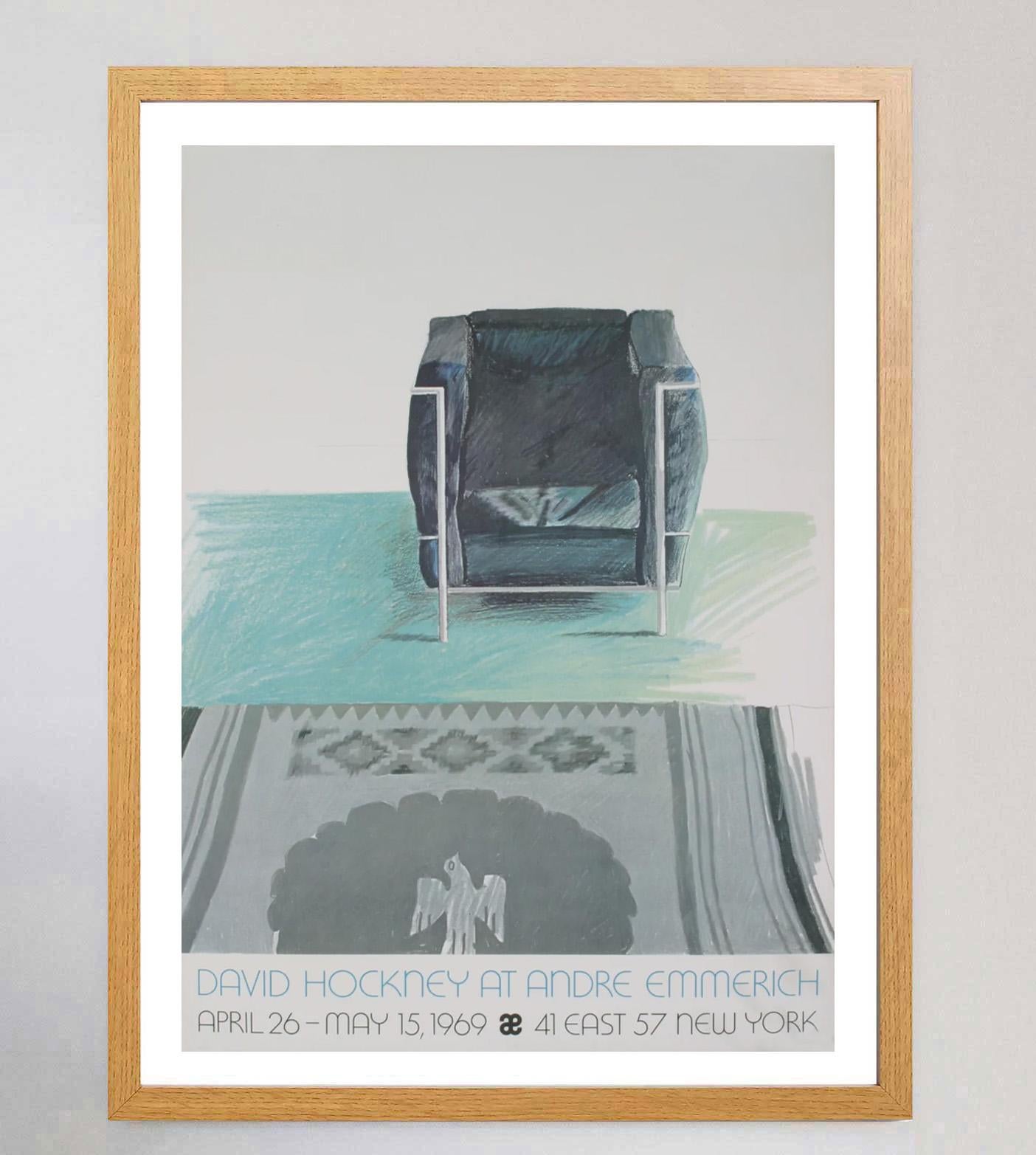 Americano 1981 David Hockney a Andre Emmerich - New York Poster originale d'epoca in vendita