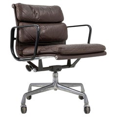 1981 Eames Herman Miller Soft Pad Management Desk Chair in Brown Leather