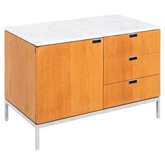 Crédence/armoire à deux positions Florence Knoll en chêne et marbre, 1981