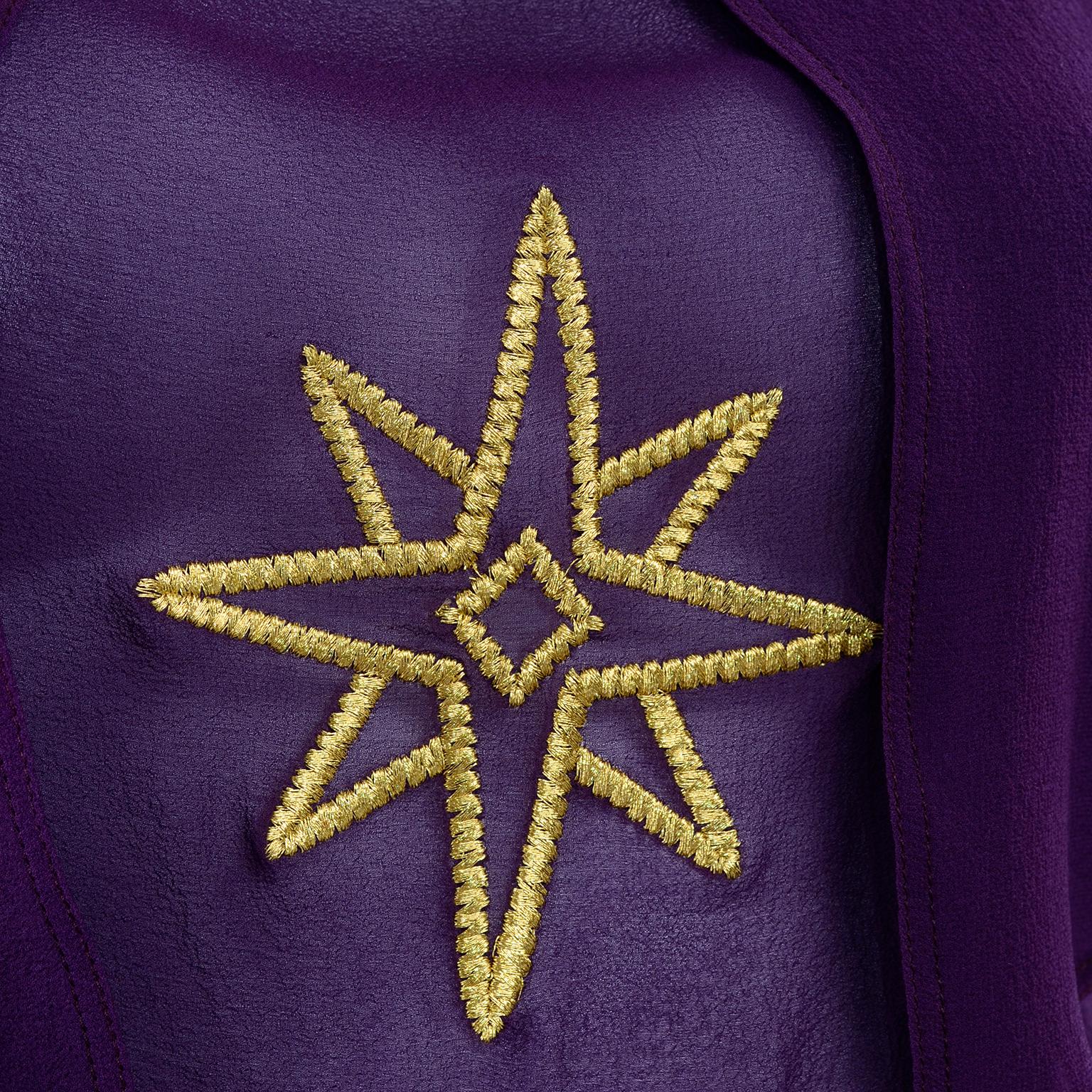 1981 Gianni Versace Vintage Purple Silk & Wool Jodhpurs & Star Chiffon Top 7