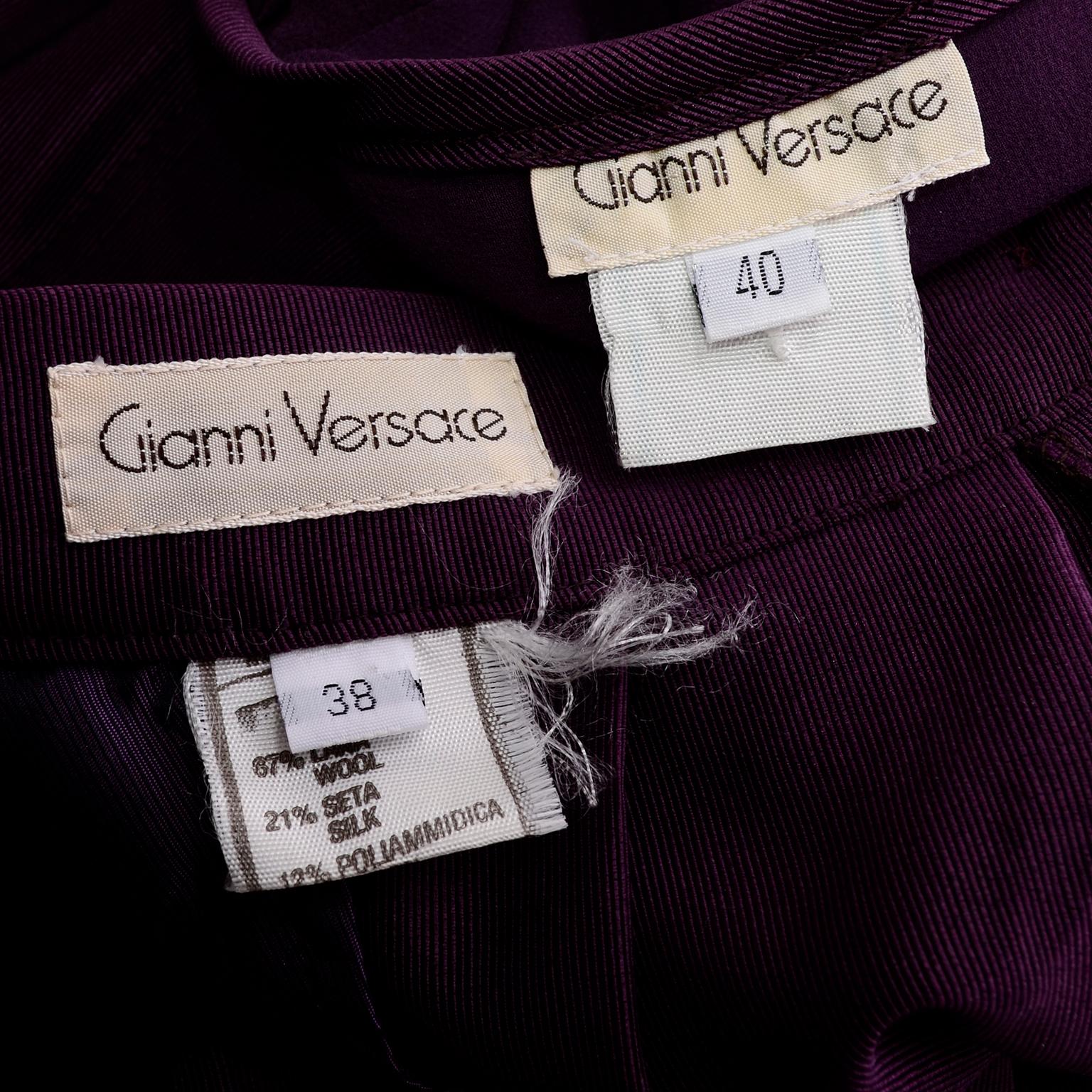 1981 Gianni Versace Vintage Purple Silk & Wool Jodhpurs & Star Chiffon Top 8