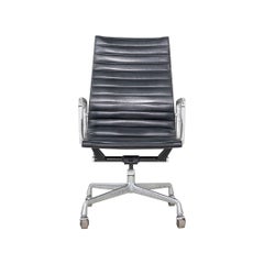 1981 Herman Miller Eames Aluminum Group Executive Desk Chair in Black Naugahyde