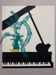 1981 Jan Roy "Cat On Piano" Silkscreen