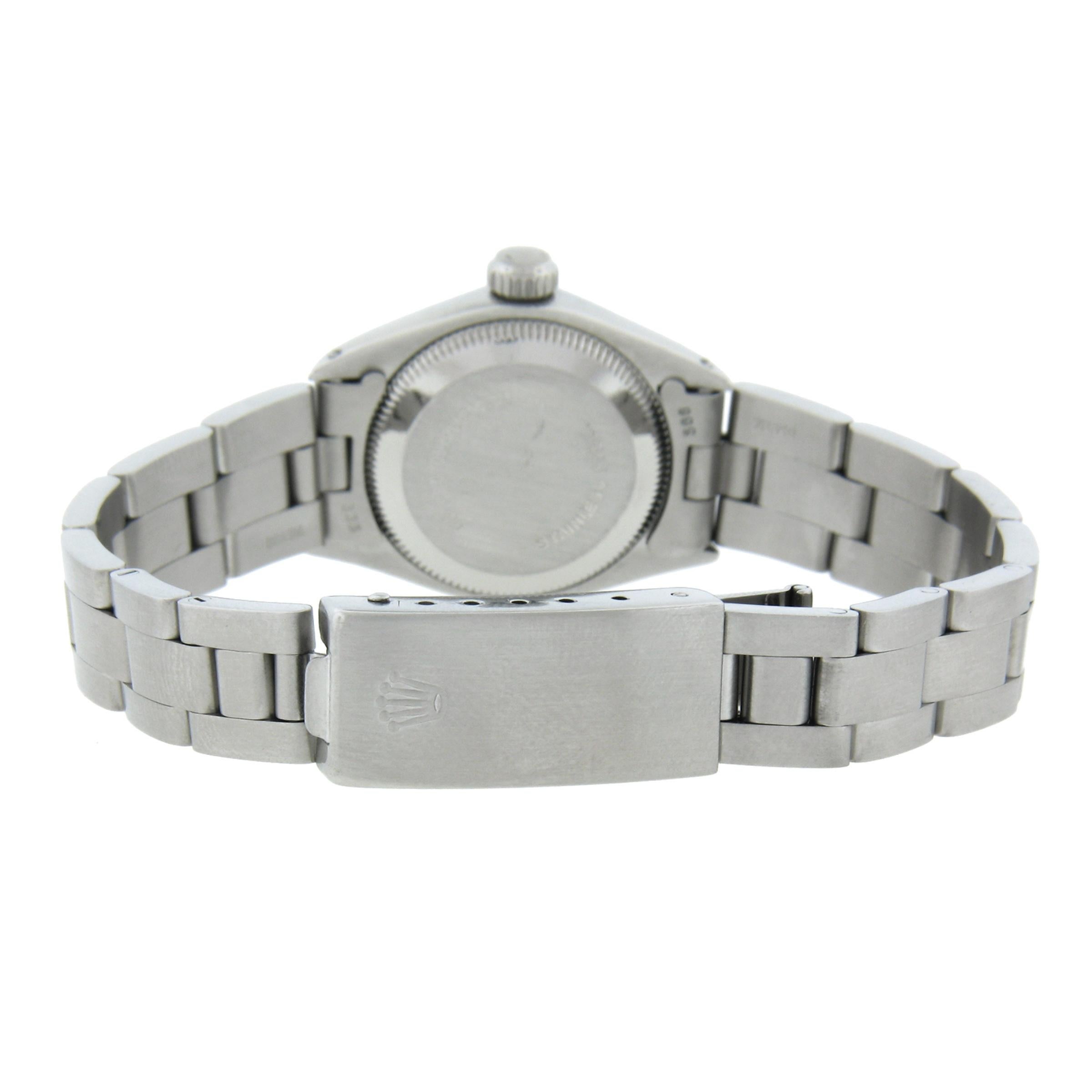1981 Ladies Stainless Steel Rolex Datejust 26mm Oyster Bracelet Watch Ref. 6718 Pour femmes en vente