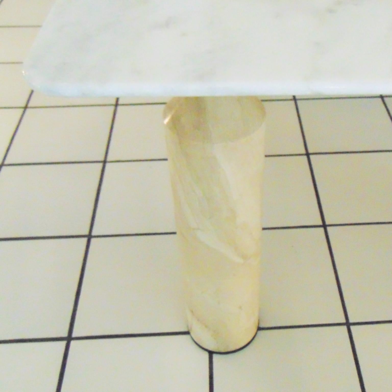 1981 Large Square Dining Table White Marble and Travertine, Sormani, Italy 3