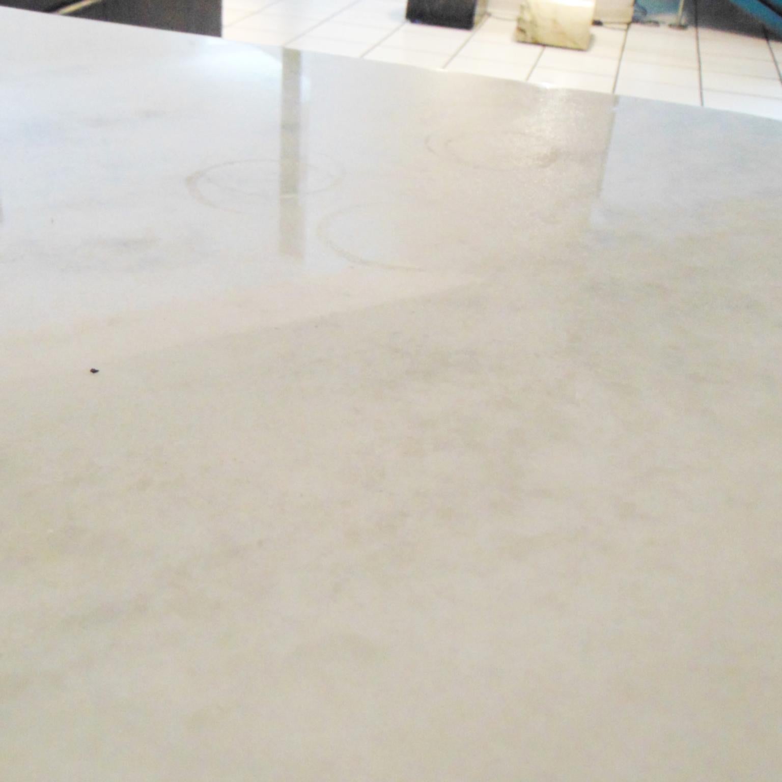 1981 Large Square Dining Table White Marble and Travertine, Sormani, Italy 4