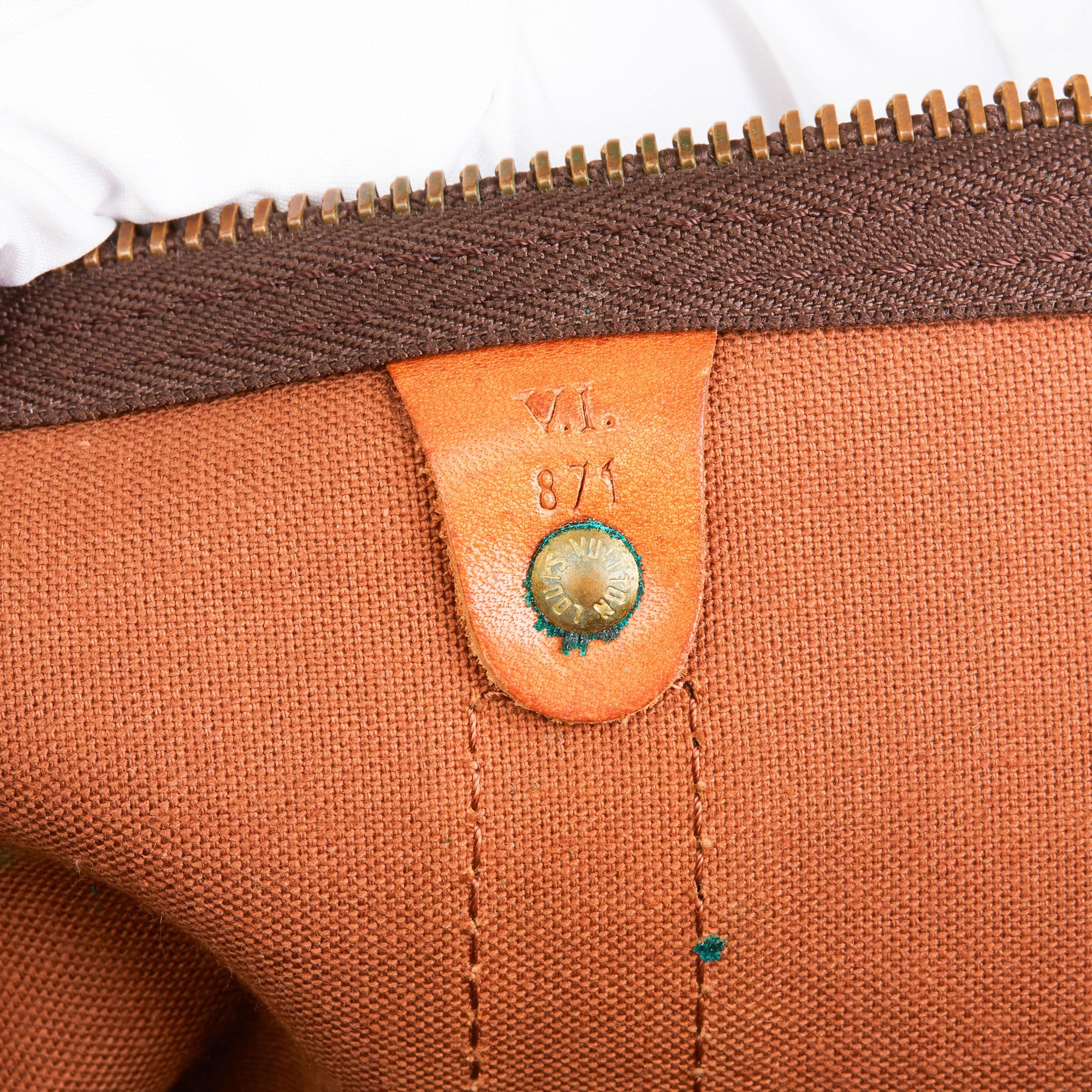 1981 Louis Vuitton Brown Monogram Coated Canvas & Vachetta Vintage Keepall 50 5
