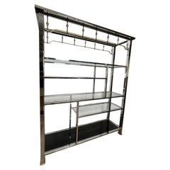 1981 Mastercraft Style Chrome Glass Étagère With Brass Spindle Galleries