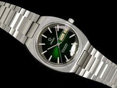 1981 Omega Seamaster Vintage Mens Green Vignette SS Steel Watch - Mint
