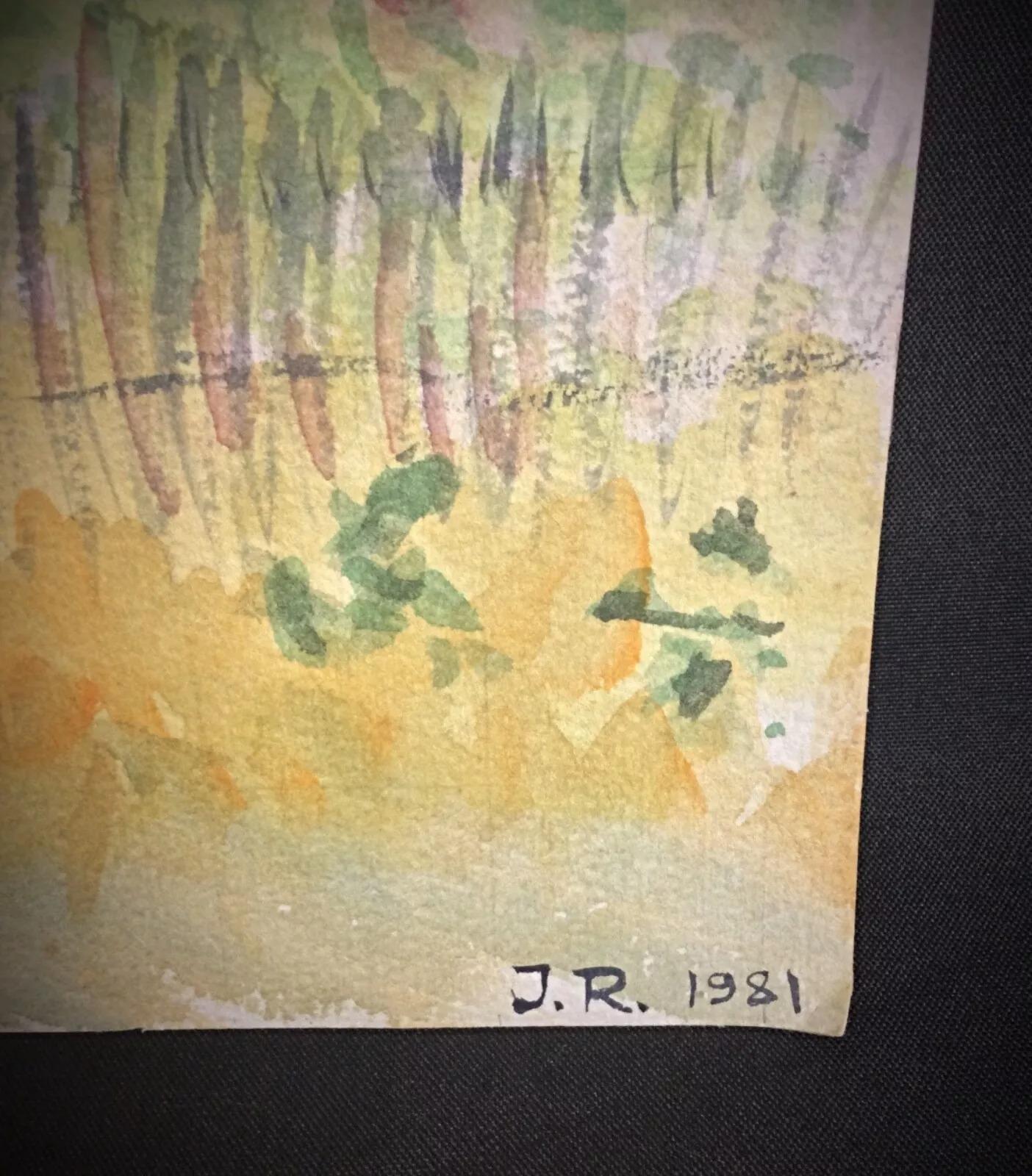 Fin du 20e siècle 1981 Aquarelle originale 