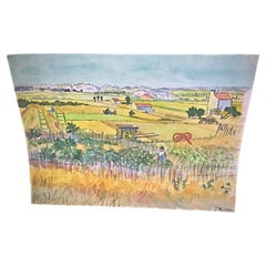 1981 Original Watercolor "Vast Fields" by J. René Rommel – Signed - 2Y293